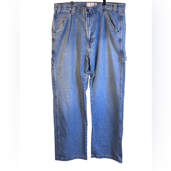 Levi Strauss & Co Authentic Signature Blue Denim Carpenter Jeans Size 36 x 32 - Picture 1 of 6